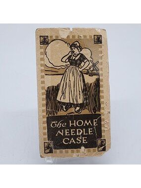 Antique Ephemera Large Eye Sewing Needles Sharp The Home Needle case Dutch Woman